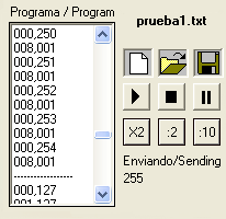 Detalle de la zona de edición de programas de VisualSC