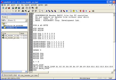 Robobasic es la aplicaci&oacute;n principal para programar los movimientos del robot.