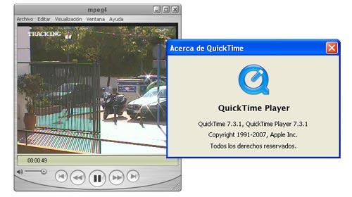 Una caracteristica de esta camara IP es la posibilidad de verla a traves del QuickTime