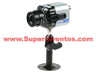 La camara incluye un soporte que se puede colocar tanto en el techo como en la pared. Clic para ampliar.