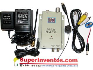 El kit incluye todo lo necesario para ver la minicamara inalambrica en cualquier television.