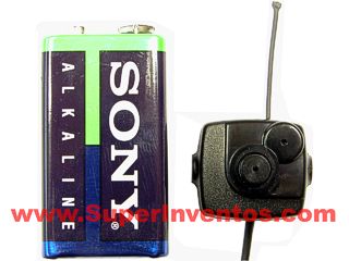 Una pequeña pila de 9V es suficiente para que la camara funcione durante horas.