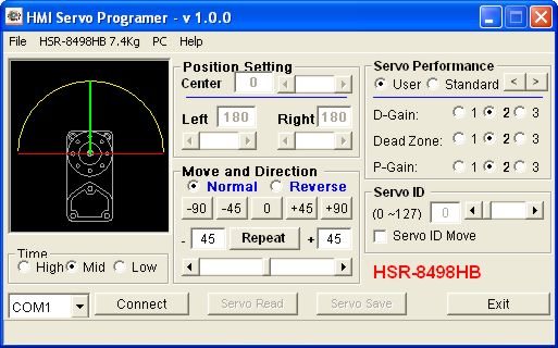 Programa de control de servos desde PC por puerto serie
