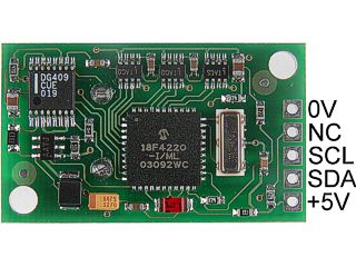 Conexiones del sensor de distancias por ultrasonidos SRF235. Clic para ampliar