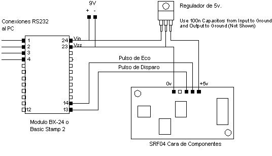 Conexion de un microcontrolador BasicX o Basuc Stamp a un SRF04