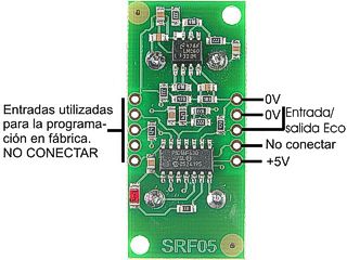 Conexiones del sensor SRF05 en modo 2
