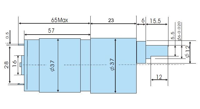 Dimensiones del cuerpo del motor de corriente continua.