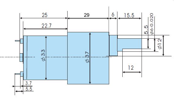 Dimensiones del cuerpo del motor de corriente continua de 5,5 rpm