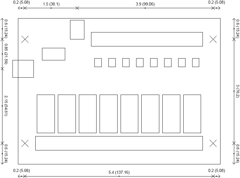 Dimensiones de la placa RLY816