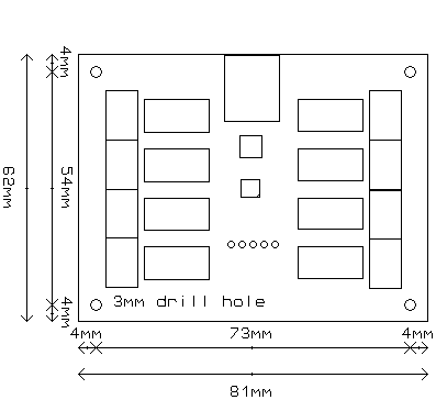 Dimensiones del circuito de control de reles USB-RLY08