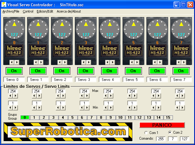 Programa gratuito de control de servos VisualSC