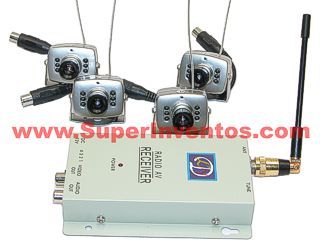 SISTEMA DE VIGILANCIA INALAMBRICO 4 CAMARAS. Clic para ampliar