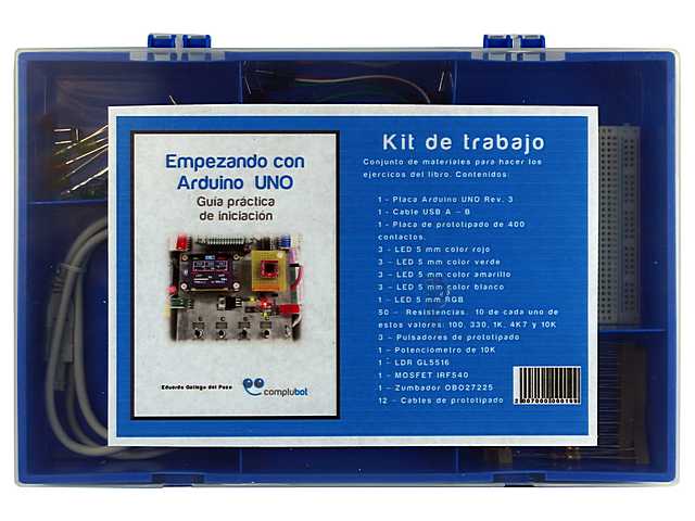 KIT DE TRABAJO Y APRENDIZAJE EMPEZANDO CON ARDUINO. Clic para ampliar