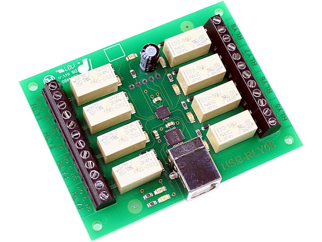 CIRCUITO CONTROLADOR DE 8 RELES USB-RLY08. Clic para ampliar