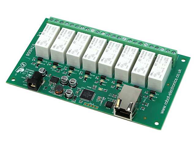 CONTROLADOR DE 8 RELES ALTA POTENCIA ETHERNET ETH008. Clic para ampliar