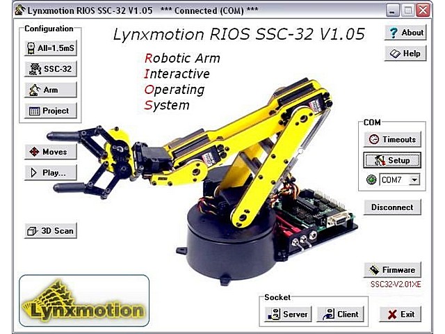 PROGRAMA LYNXMOTION RIOS RIOS SSC32. Clic para ampliar